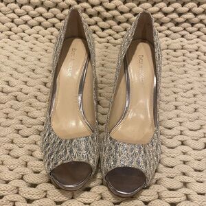 Enzo Angiolini Prom Heels silver & gold sparkly size 9.5 great used condition